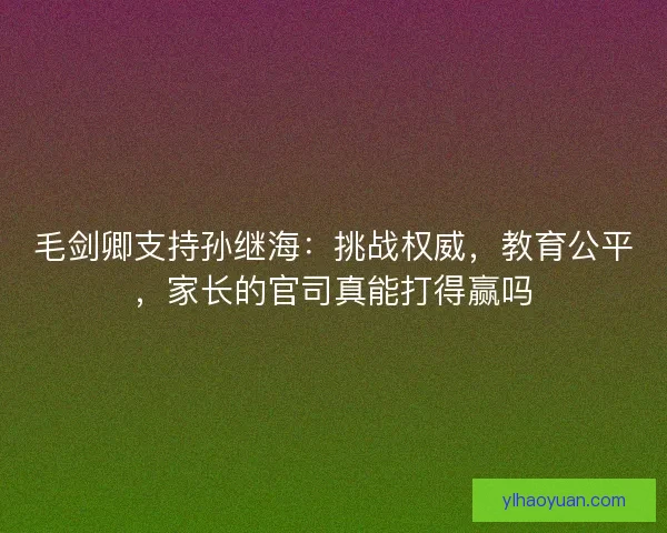 毛剑卿支持孙继海：挑战权威，教育公平，家长的官司真能打得赢吗